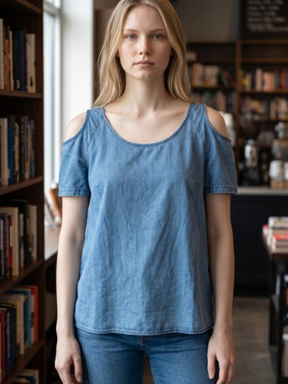 Women's Blue Sleeveless Top